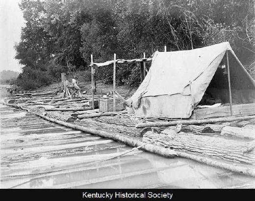 Typical Log Raft With Tent Shelter