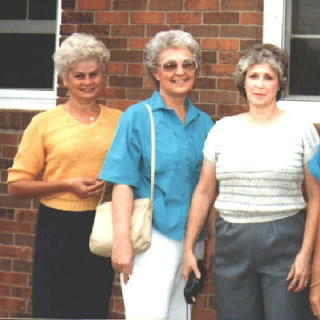 Betty Barnard Harper in blue top.